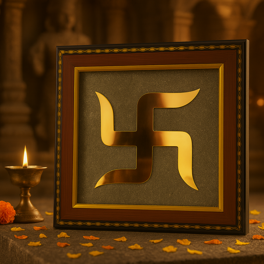 Sacred Swastik On Pyrite Frame