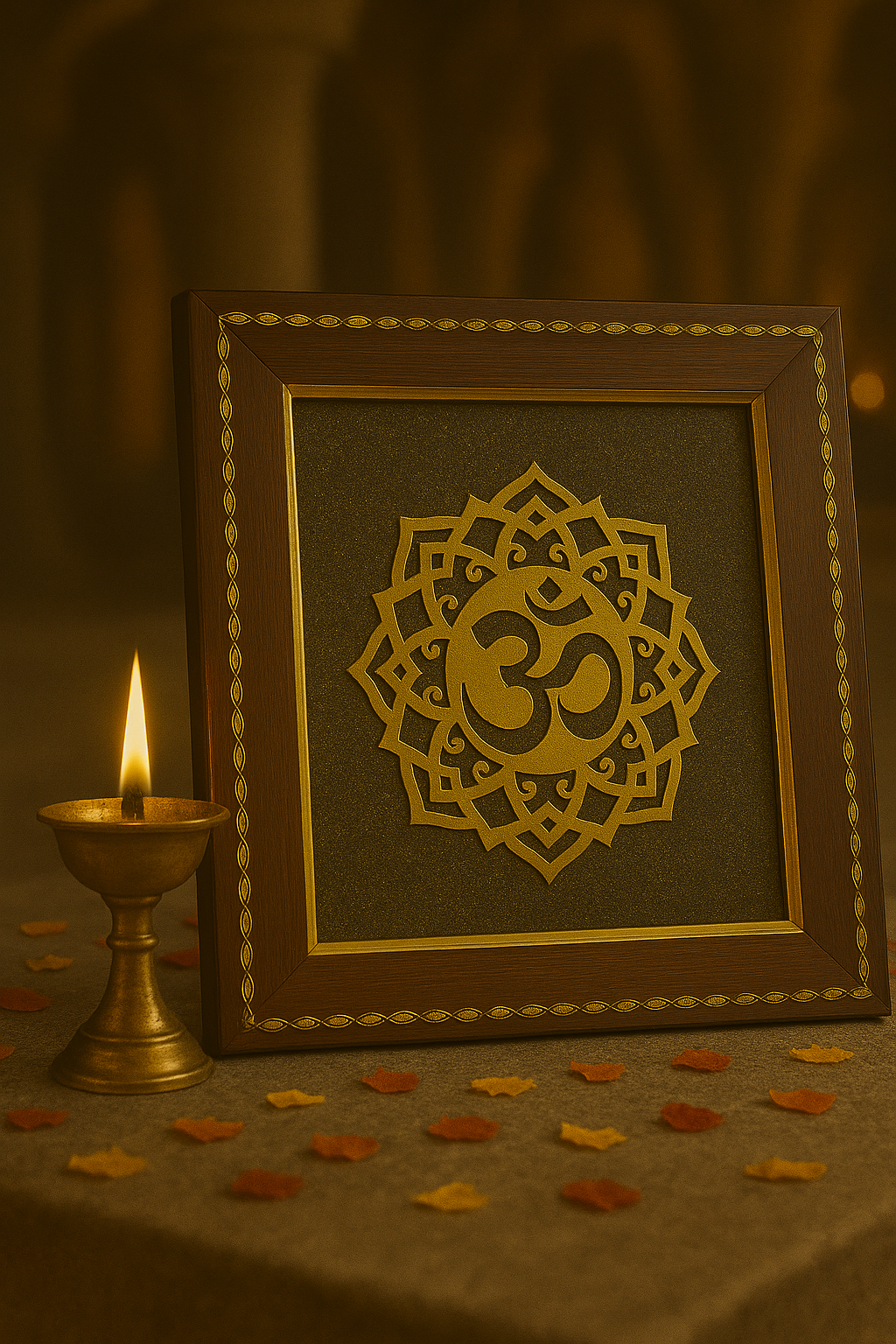 Sacred OM On Pyrite Frame