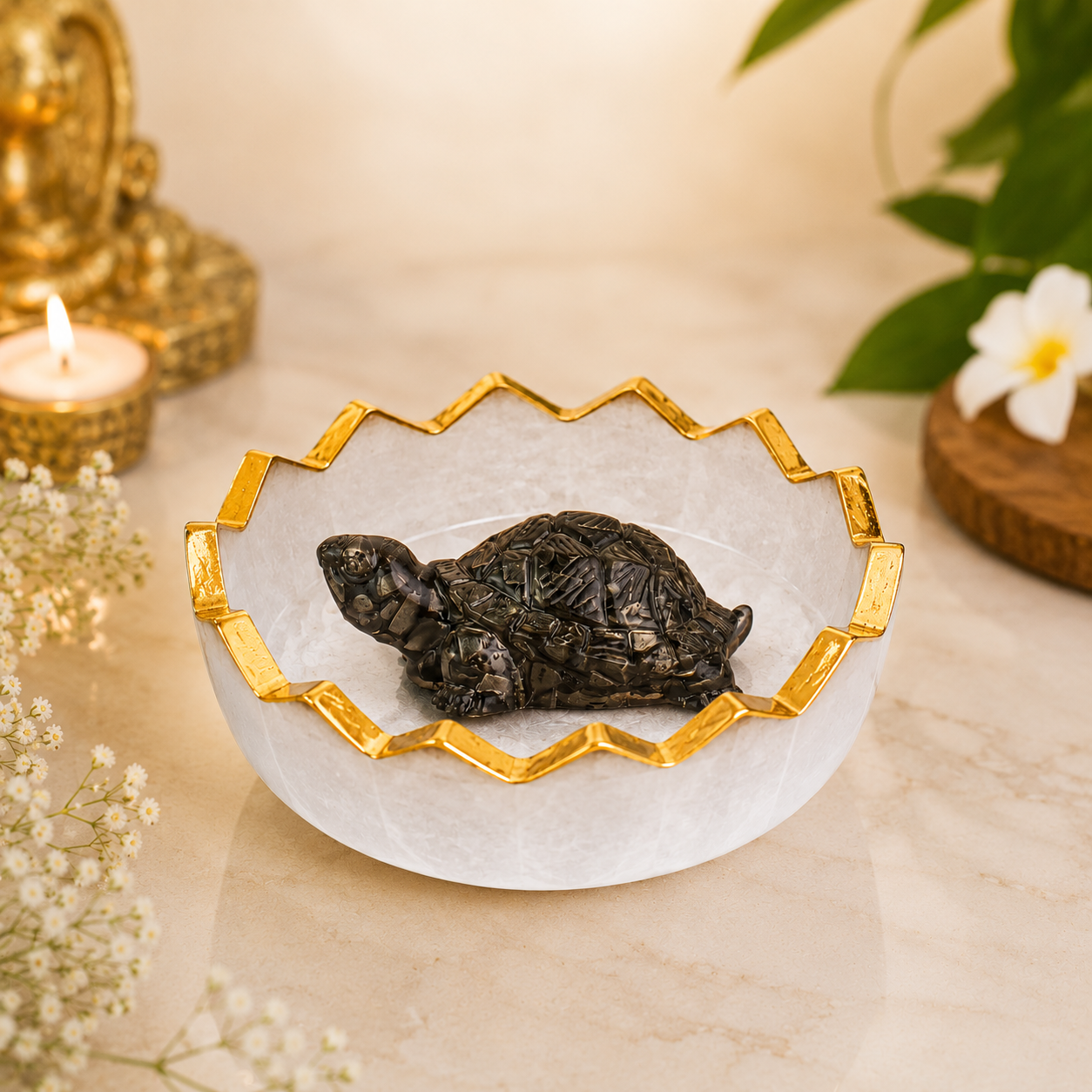 Lakshmi Prosperity Bowl With Pyrite Tortoise