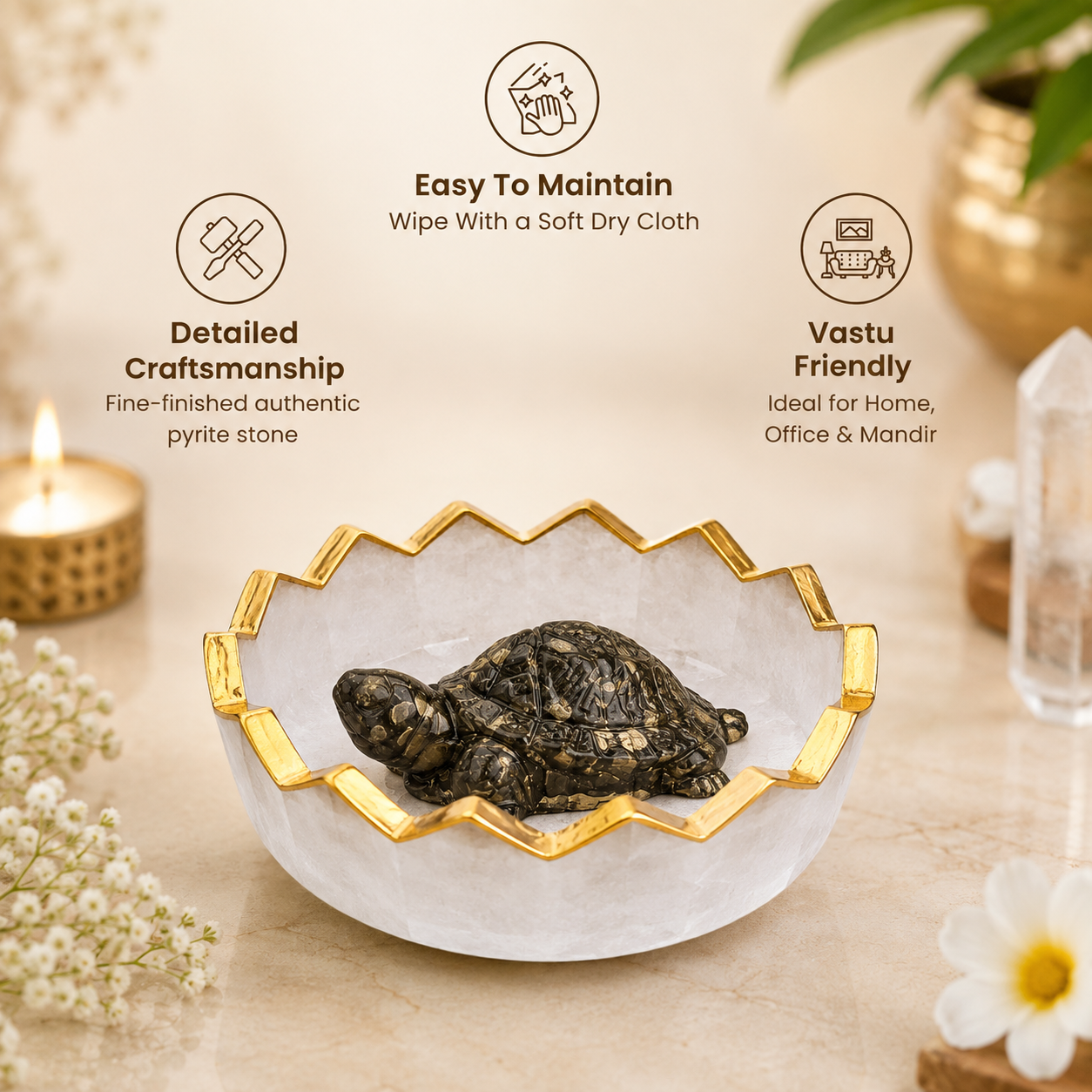 Lakshmi Prosperity Bowl With Pyrite Tortoise