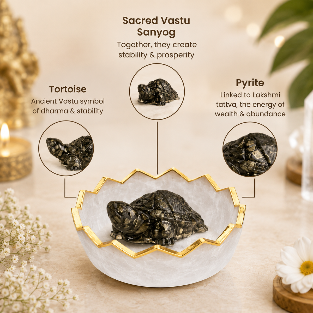 Lakshmi Prosperity Bowl With Pyrite Tortoise