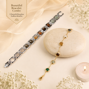 Metal Dhan Yog Bracelet Combo - Silver (For Him & Her)