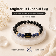 Sagittarius (धनु राशि) Zodiac Black Obsidian & Lapis Lazuli Bracelet