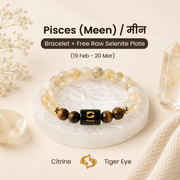 Pisces (मीन राशि) Zodiac Citrine & Tiger Eye Bracelet