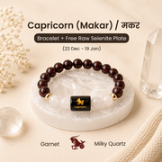 Capricorn (मकर राशि) Zodiac Garnet & Milky Quartz Bracelet