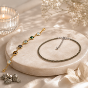 Lakshmi Blessings Combo - Dhan Yog Bracelet + Raw Pyrite Anklet Combo