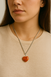 Carnelian Pendant – The Stone of Vitality & Courage (Heart Shaped)