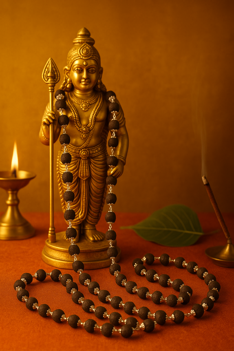 Karungali Malai Silver Cap Plated Necklace with Certification - 108 Beads