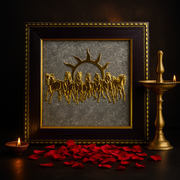 7 Horses on Raw Pyrite Frame