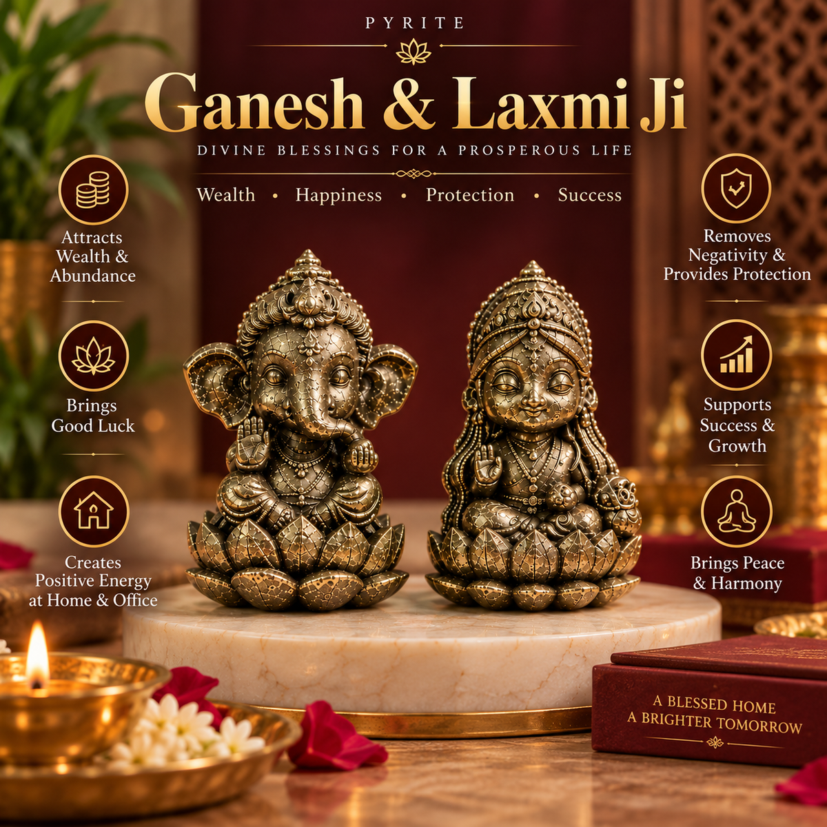 Maha Dhanyog Combo - Pyrite Laxmi & Ganesh Ji