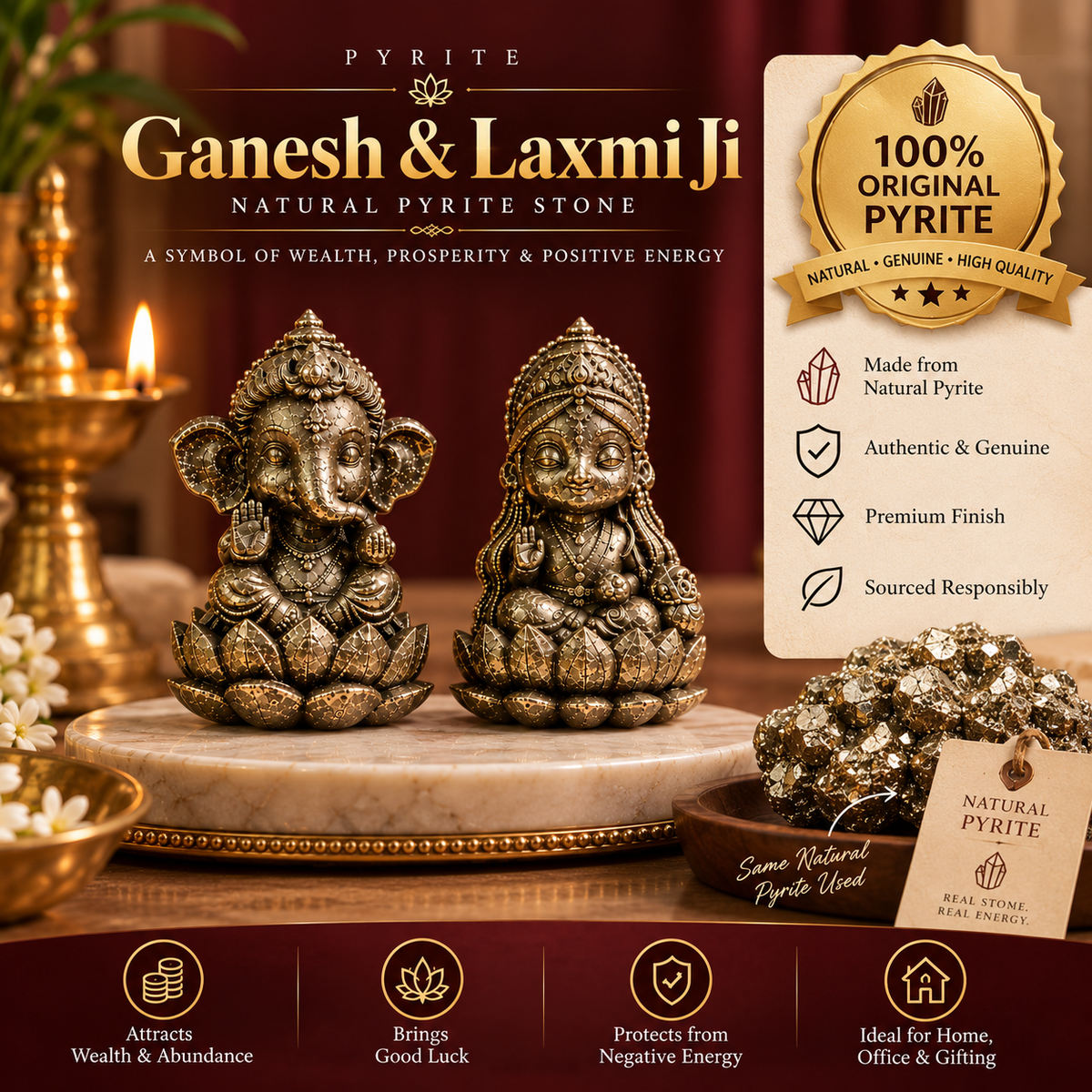 Maha Dhanyog Combo - Pyrite Laxmi & Ganesh Ji