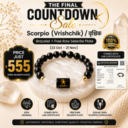 Scorpio (वृश्चिक राशि) Zodiac Black Obsidian & Milky Quartz Bracelet.