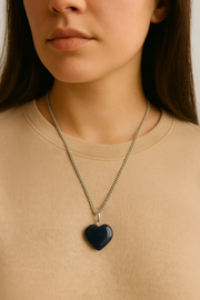 Black Tourmaline Pendant – The Ultimate Protection Stone (Heart Shaped)