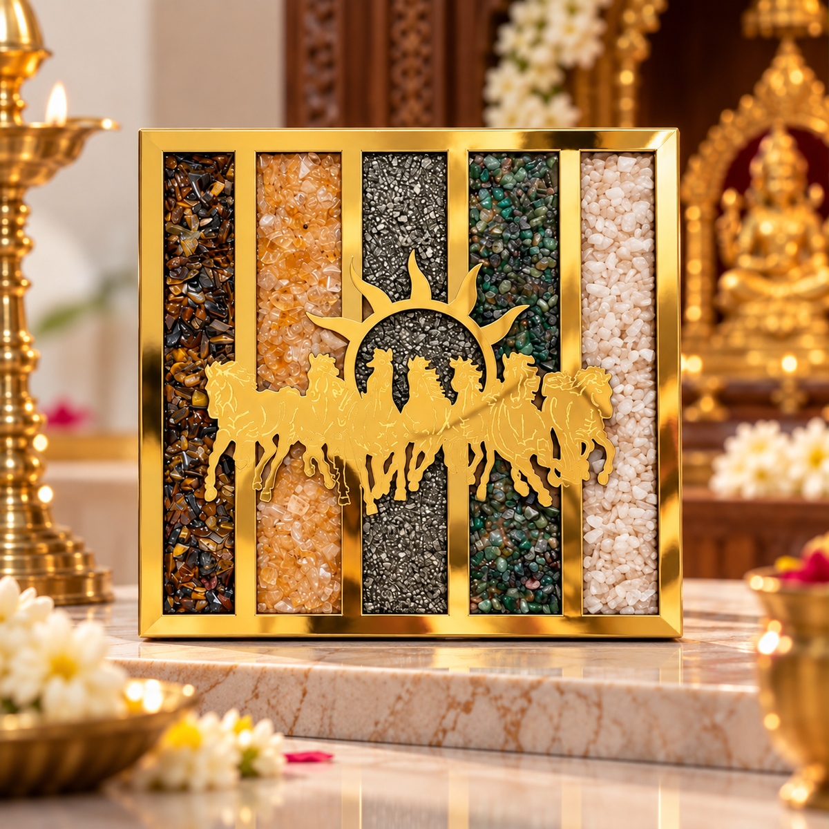 DhanYog 7 Horses Panchratna Frame