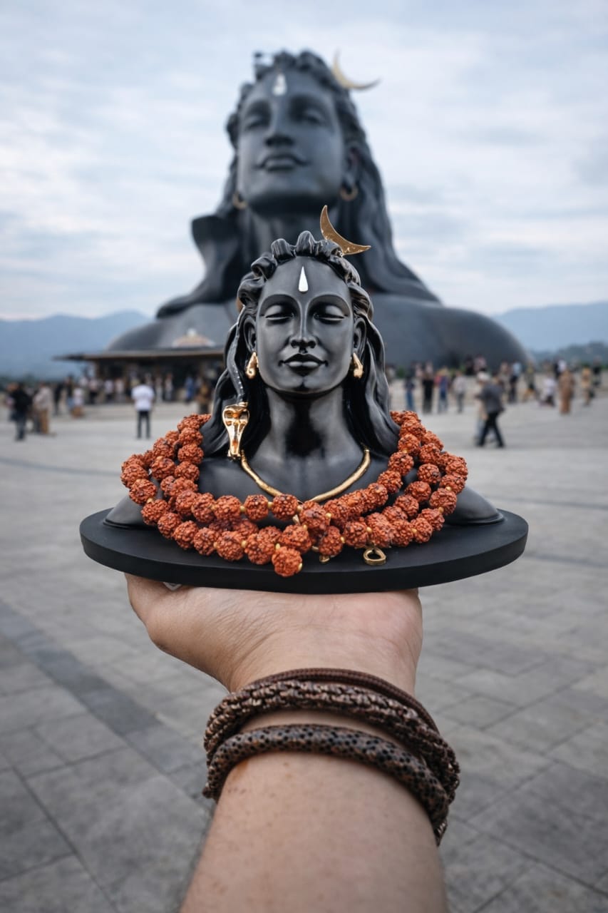 Adiyogi Shiva Statue With Rudraksha Mala (For Car/Home)