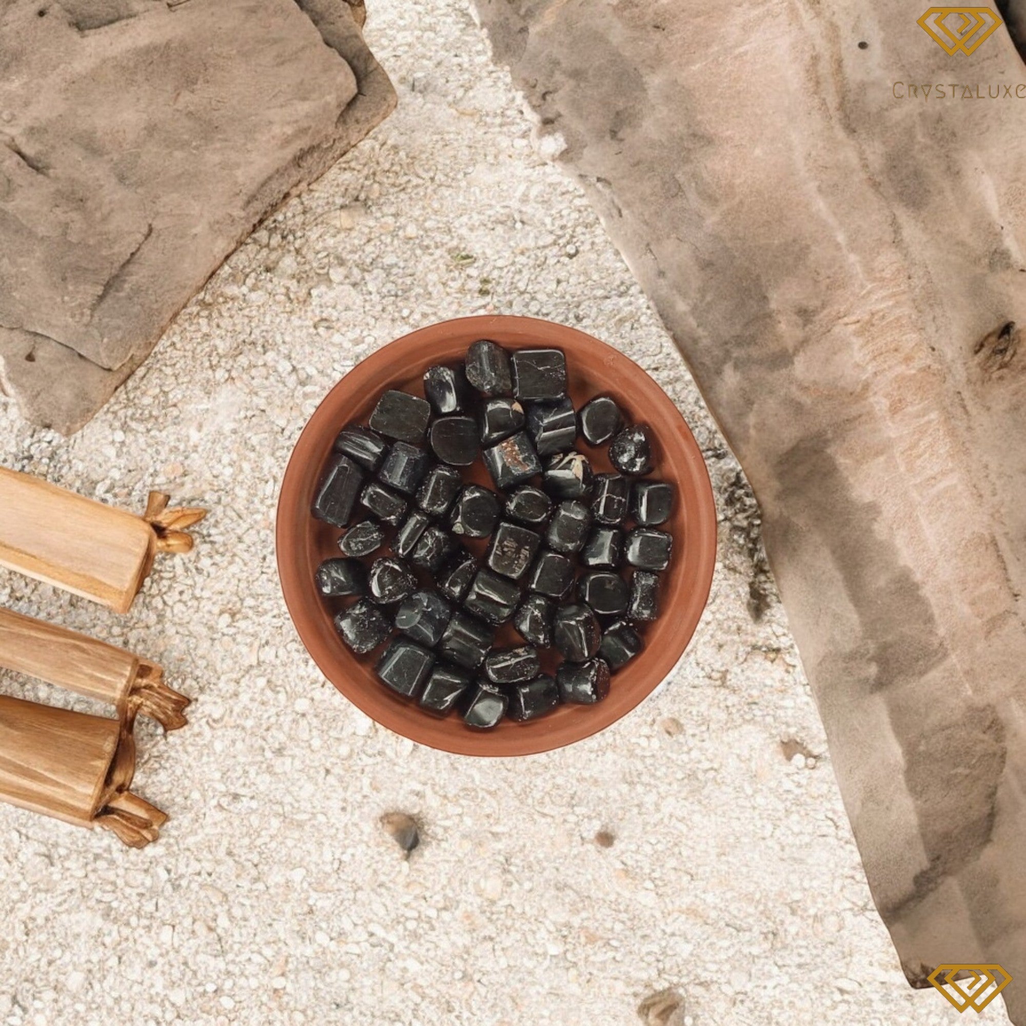 Black Tourmaline Tumble stone ( Pack of 3)