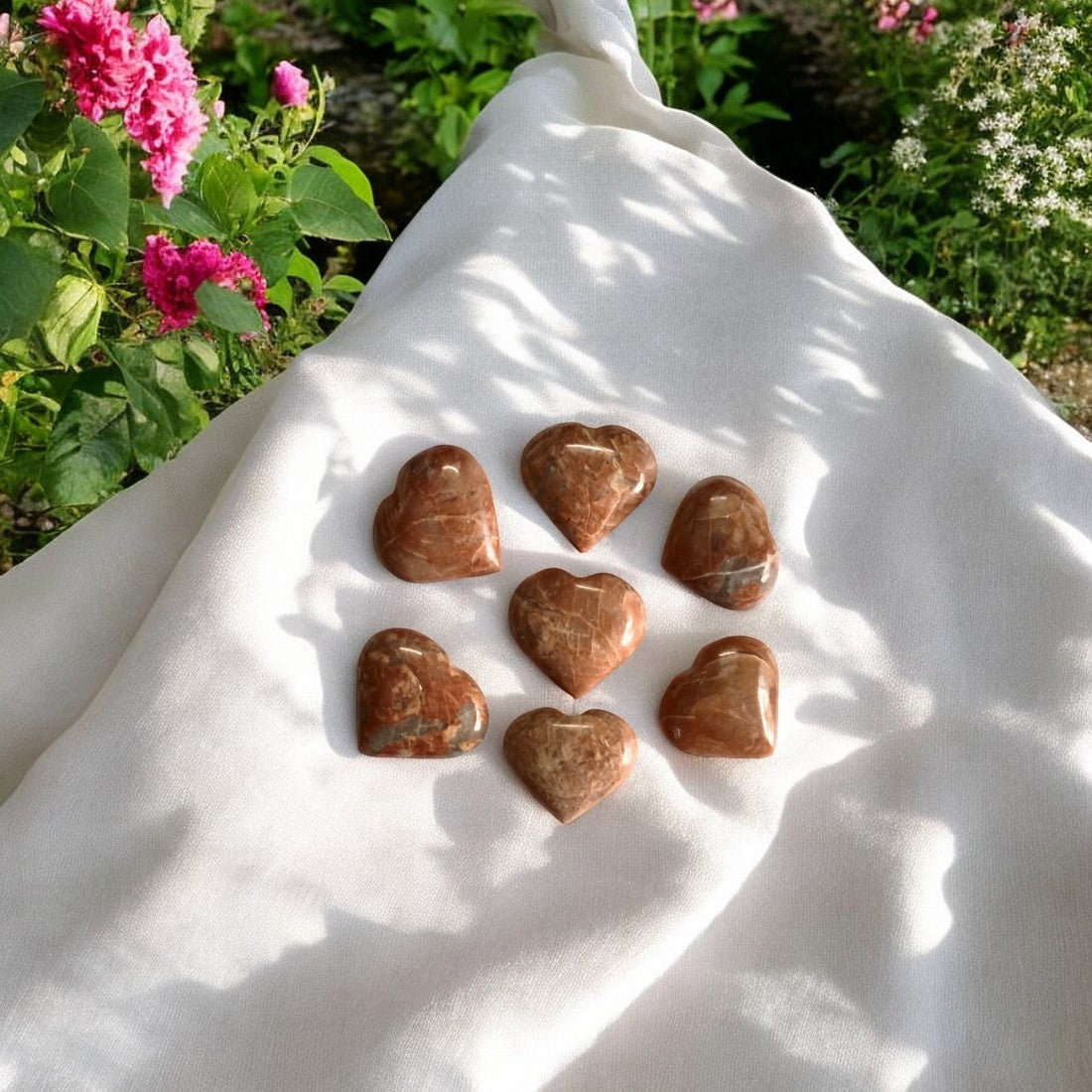 Peach moonstone heart