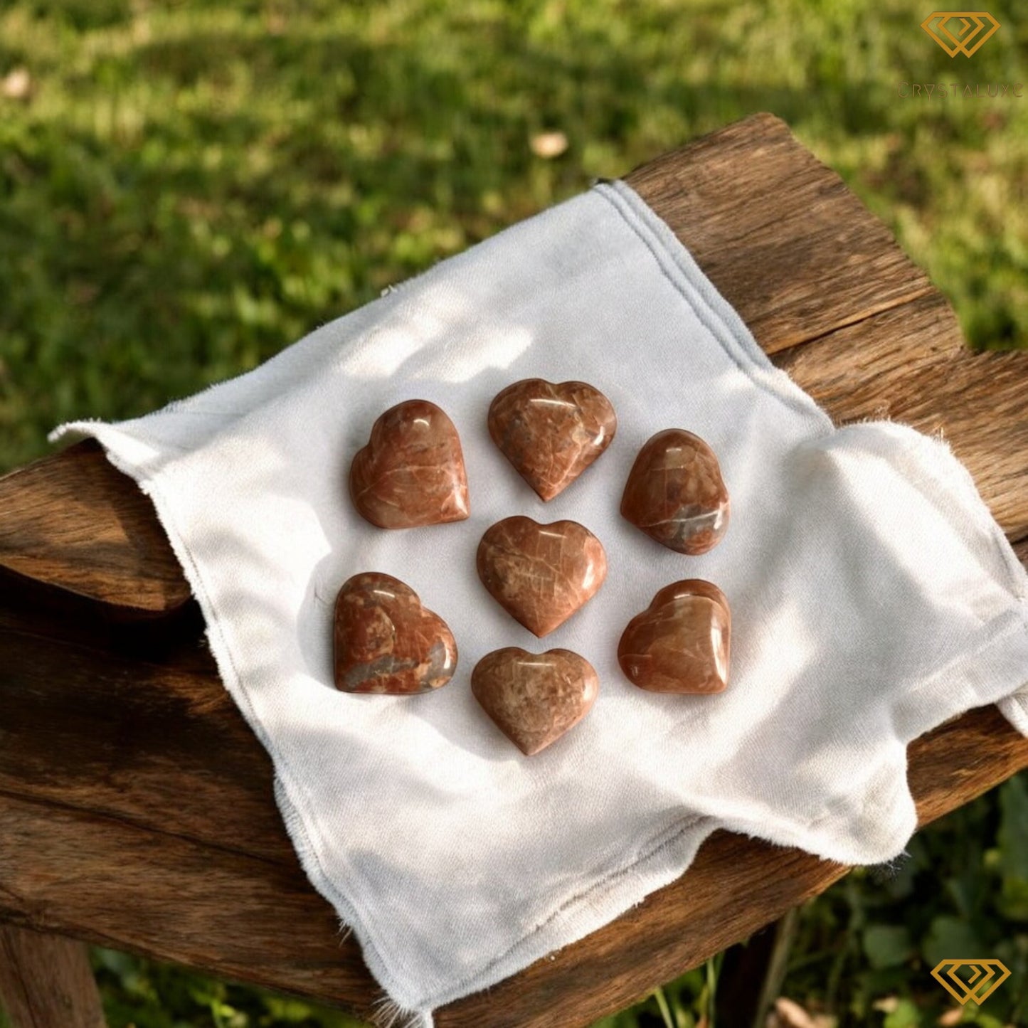 Peach moonstone heart