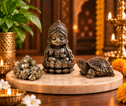 Dhan Varsha Combo – Pyrite Lakshmi Ji Idol, Money Magnet Tortoise & Natural Pyrite Stone | Wealth, Prosperity & Good Luck